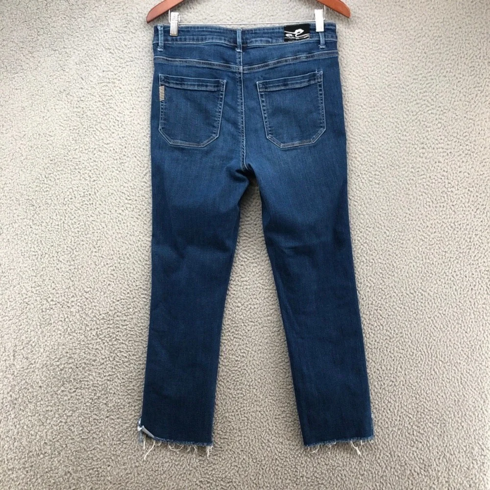 PAIGE‎ Straight Leg Jeans Womens 30 10 Blue Raw Hem High Rise 5737D84-8035